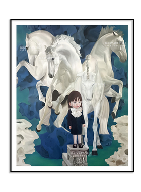 刘颖上马艺术家版画可爱挂画版画