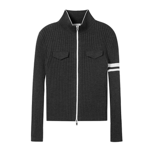 GANT/甘特25新款女士双拉链羊毛衣立领修身显瘦长袖针织开衫外套