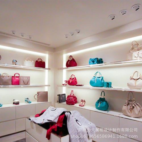 女包店白色烤漆柜女士皮具店木质烤漆高柜展台烤漆展柜