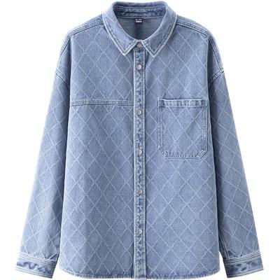 森马森柔牛仔渐变水洗长袖衬衫男