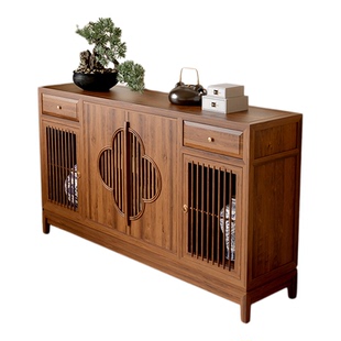 新中式榆木餐边柜入户玄关柜宋氏美学储物柜茶室置物柜靠墙收纳柜