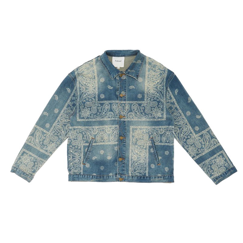 Profound洗denim佩斯利方巾夹克