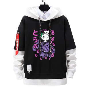 jojo的奇妙冒险绯红之王迪亚波罗周边假两件连帽卫衣男女外套帽衫