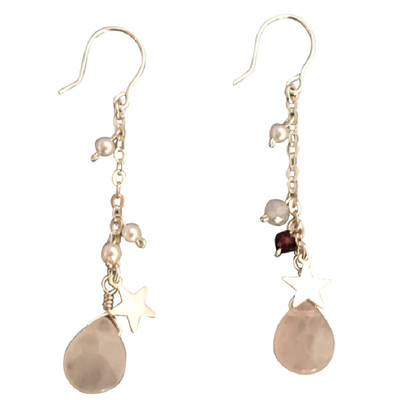 手作足银999纯银天然珍珠粉晶小