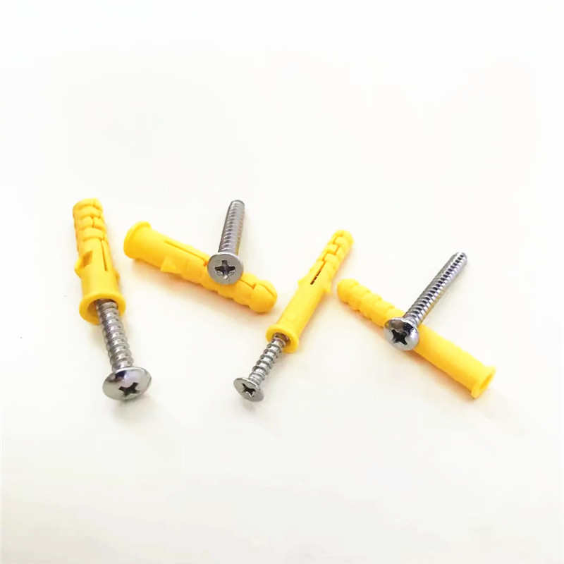 小黄鱼塑料膨胀管螺丝胀塞胶粒不锈钢沉头大扁头自攻螺丝6 8 10mm