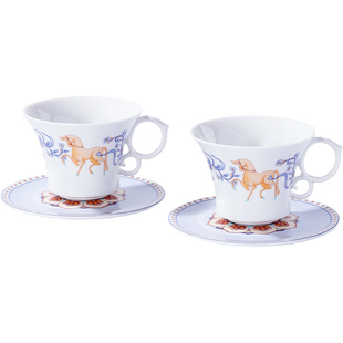 景德镇官方陶瓷咖啡杯碟礼盒高档情侣对杯高颜值家用马年新年礼物