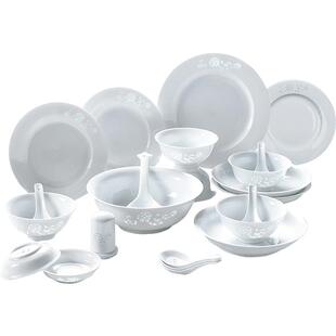 古镇陶瓷 景德镇56头餐具套装礼盒 结婚乔迁礼 10人碗碟盘勺套组