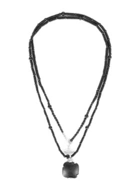 黑檀木拉丝银串珠项链高级感吊坠