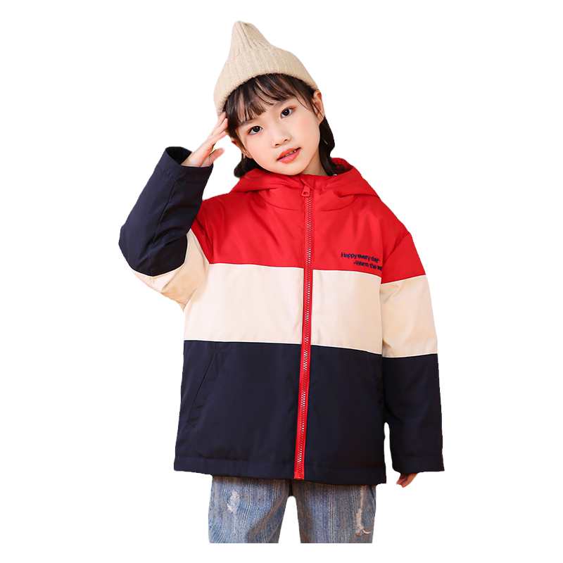 派克服拼色加厚羽绒服雅鹿