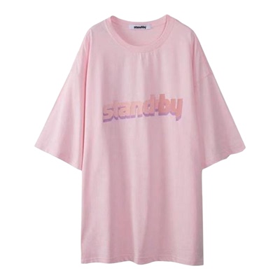 INXX Standby 字母印花宽松休闲T恤 男女同款 粉色XM92011506