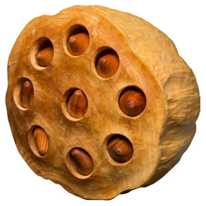 黄杨木雕实木汽车挂件莲蓬文玩手把件莲子雕刻工艺品吊坠连生贵子