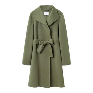 OVVOutlet秋冬女装优雅随性腰带慵懒睡袍式羊毛双面呢大衣
