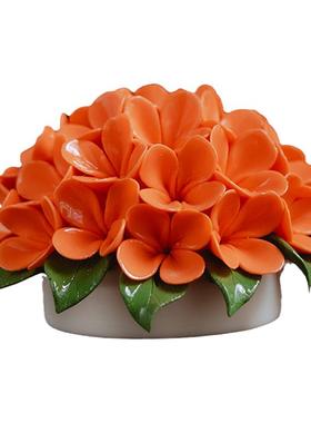 手工陶瓷花绣球花瓷花桌面摆件