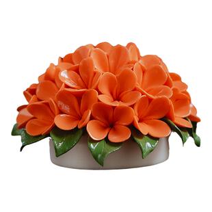 创意手工陶瓷绣球花摆件客厅茶室书房办公室桌面装饰仿真瓷花假花