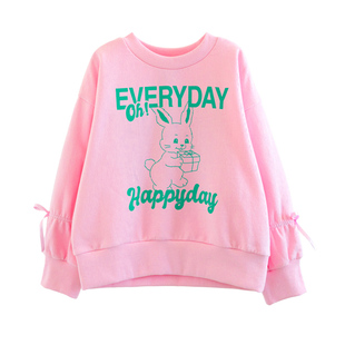 ILOVEJ童装冬新款女童兔子加薄绒卫衣字母芭蕾风上衣/JWWTO31