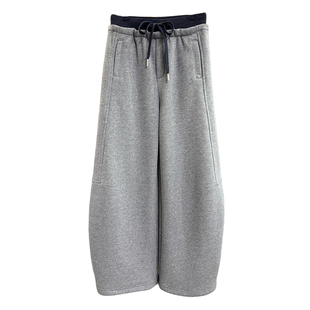 N货！时髦精推荐！撞色松紧腰休闲镰刀卫裤女    M778107~JS