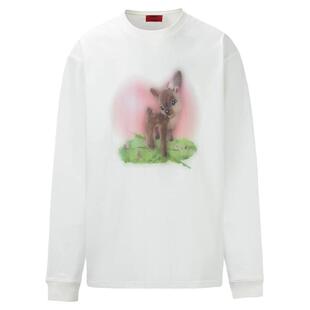 【特价清仓】GRKC吉尔卡克 幻境小鹿长袖t恤白色宽松休闲百搭卫衣