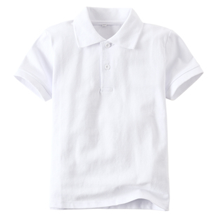 儿童保罗衫白色polo短袖纯棉男童翻领t恤夏季校服女童中大童体恤