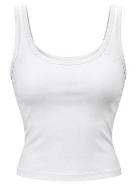 白色方领带胸垫吊带背心女遮副乳