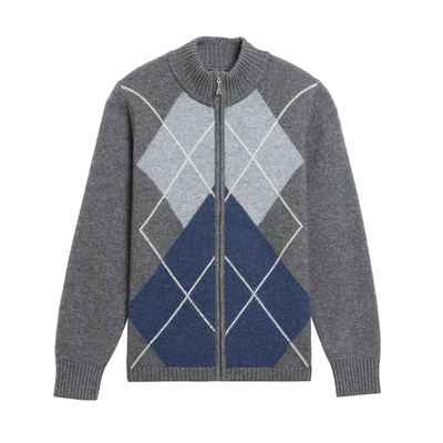 中老年女装纯羊毛衫拉链开衫外套