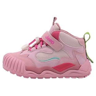 jeep高帮女童鞋春季加绒保暖儿童二棉运动鞋户外男童徒步登山鞋子