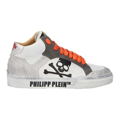 PHILIPP PLEIN 骷髅潮流脏脏皮革休闲运动板鞋