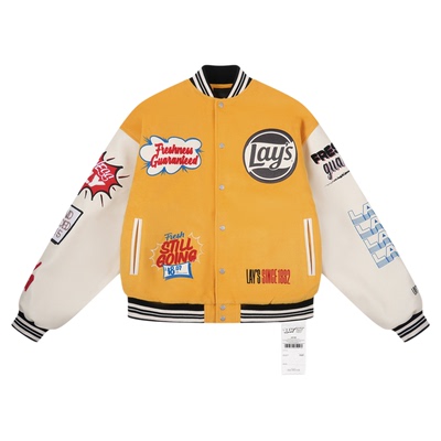 乐事联名系列复古刺绣棒球夹克