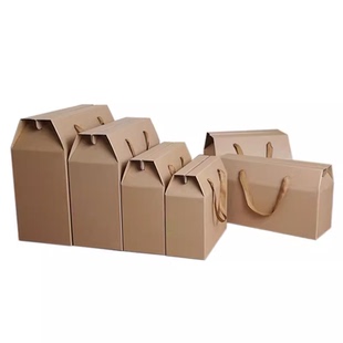 通用牛皮纸手提箱有机蔬菜土鸡鸡蛋粽子特产礼品盒水果箱子打包盒