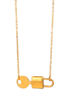 钥匙锁不掉色钛钢项链女