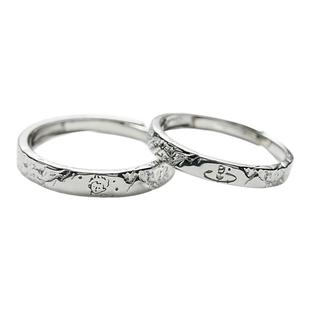 【小王子与玫瑰花】新款足银999情侣对戒纯银戒指女小众定制刻字