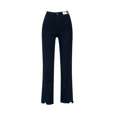 加绒高腰九分直筒烟管牛仔裤秋冬