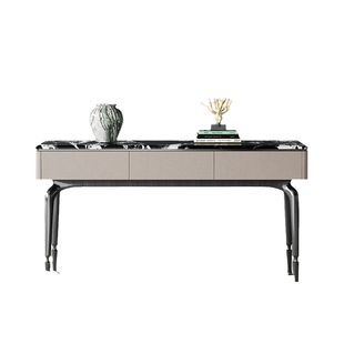 诚骏现代轻奢玄关柜入户正对门天然大理石意式设计感客厅装饰柜子