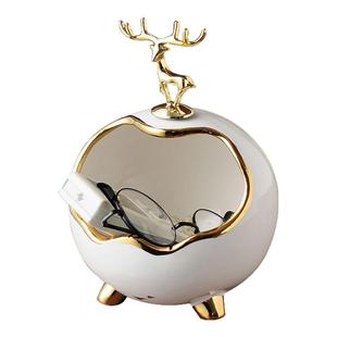 创意轻奢金鹿放钥匙收纳盒置物现代玄关鞋柜摆件入户进门口装饰品