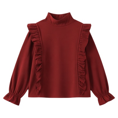 女童秋冬德绒打底衫纯色保暖上衣