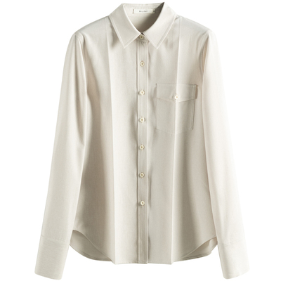 衬衫女设计感小众早春2025新款蓝色内搭叠穿衬衣法式别致职业上衣