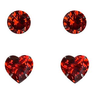 银耳钉999纯银红钻红色爱心钻石简约小巧女闪钻耳蜗钉耳骨钉耳环