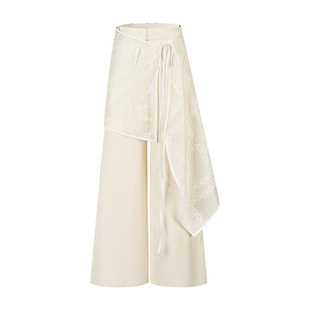 创世纪元【缚纱裁云】薄纱屁帘西装裤女秋原创设计感宽松阔腿裤子