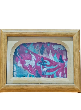 敦煌壁画九色鹿亮灯泥版画纪念品