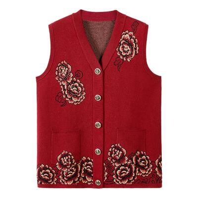 200斤胖太太针织马甲中老年秋冬装胖妈妈装奶奶毛衣老人背心加肥