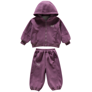 女童套装春秋季2026新款儿童春装连帽休闲卫衣女宝宝早秋运动穿搭