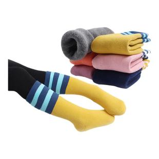 七巧板儿童袜子冬款纯棉厚棉条纹加厚保暖学生宝宝男童女童毛圈袜