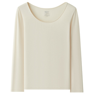 红豆绒女士德绒保暖内衣薄款无痕打底衣棉毛衫抗静电U领单件秋衣