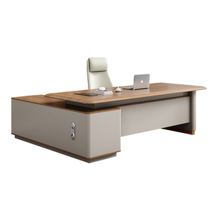 老板桌办公桌轻奢奶油风总裁大班台办公电脑桌小空间办公桌椅组合