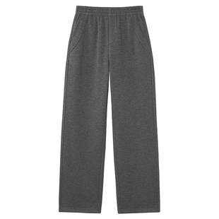 热风女士加绒直筒卫裤2025年冬季新款微弹松紧腰简约直筒显瘦长裤