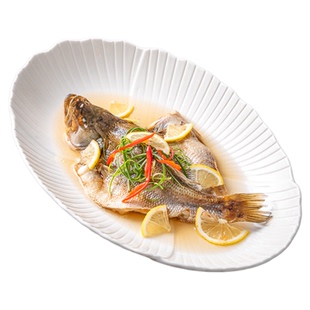 耐热鱼盘家用蒸鱼盘子高级感陶瓷鱼碗鱼盆餐具长方形装鱼碟大菜盘