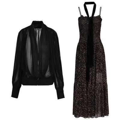 豹纹连衣裙人丝开衫叠穿套装