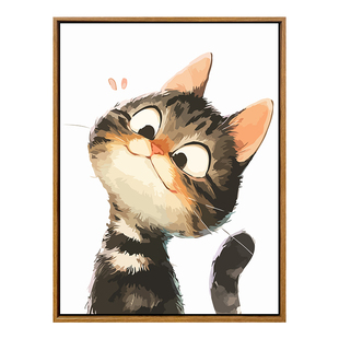 可爱搞怪猫咪diy数字油画儿童油画艺术装饰客厅餐厅高级感丙烯画