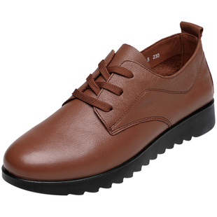 织丽妈妈皮鞋秋冬款真皮加绒中老年单鞋女软底中年大码女鞋41一43