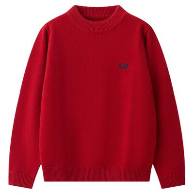 红豆儿童纯羊毛毛衫保暖套头