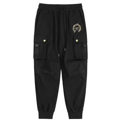 BOYLONDON春季情侣款梭织休闲长裤logo贴布绣花高街工装裤N34014